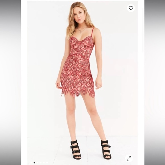 For Love‎ & Lemons Vika Red Nude Alice Corset Mini Dress Size Large - Picture 4 of 16